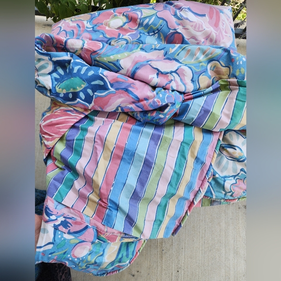 Vintage Collier Campbell Floral Pastel Queen Duvet Cover W/Shabby Chic Shams - Picture 3 of 14